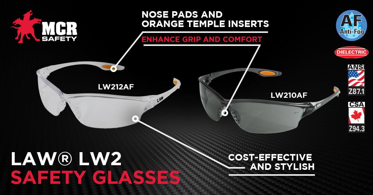 MCR Safety Law LW2 Safety Glasses with Clear Lens