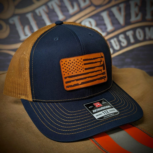 Fire Tools Flag Hat | Leather Patch Firefighter Design