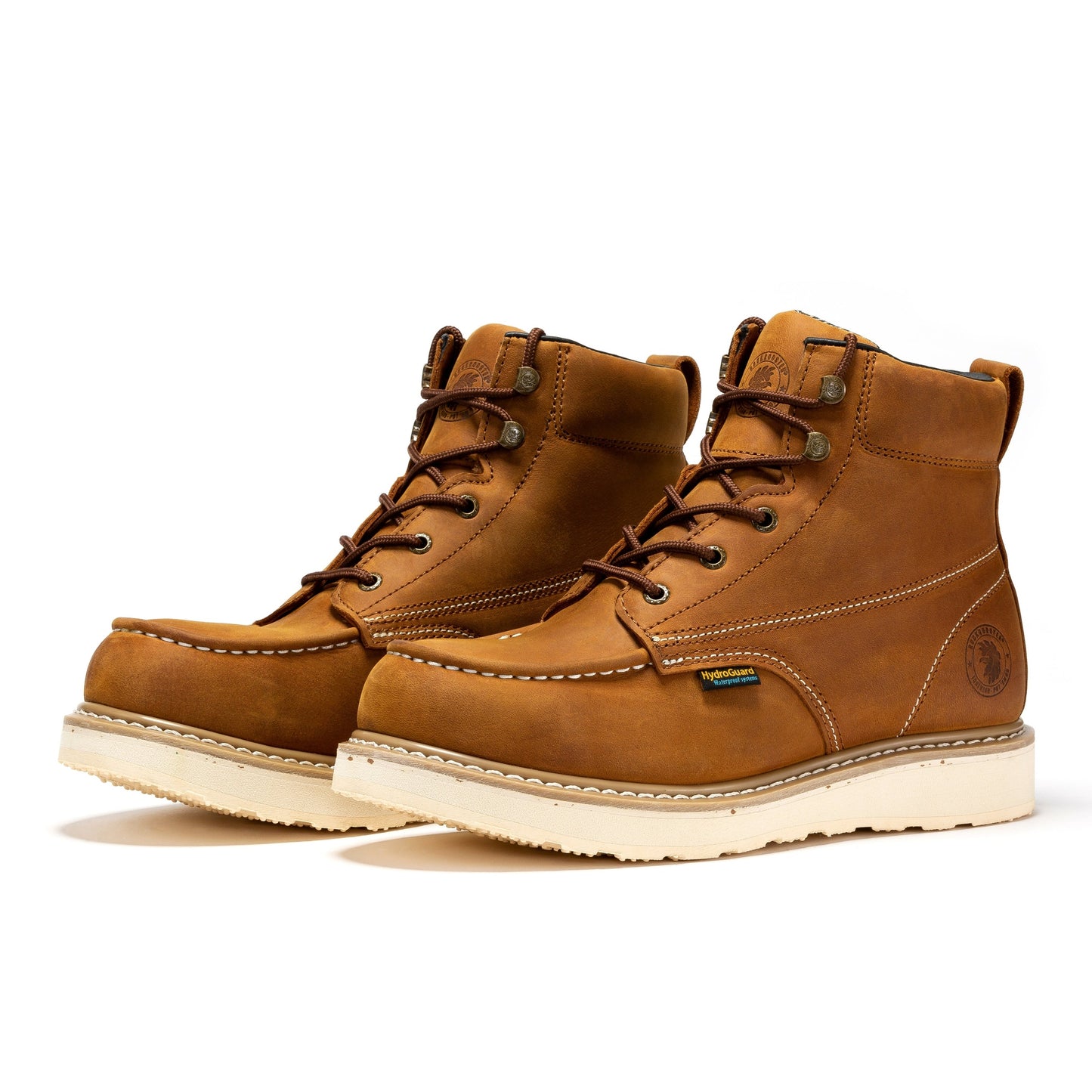 ROCKROOSTER Edgewood Men's 6 inch Brown steel toe waterproof wedge work boots SAP858