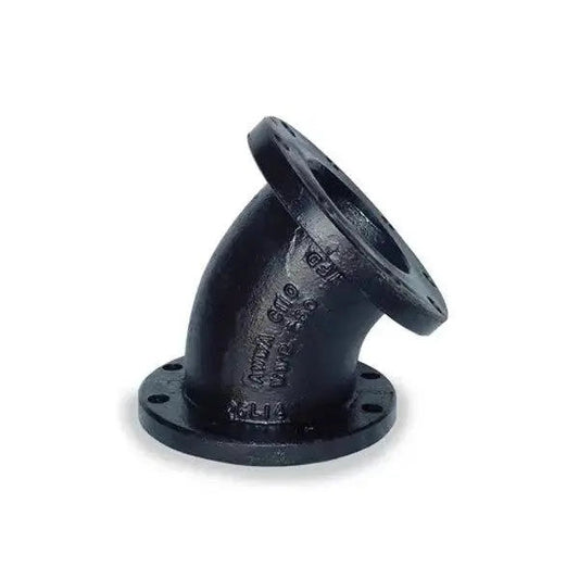 4" Black Cast Iron Flange 45 Degree Elbow Fitting
