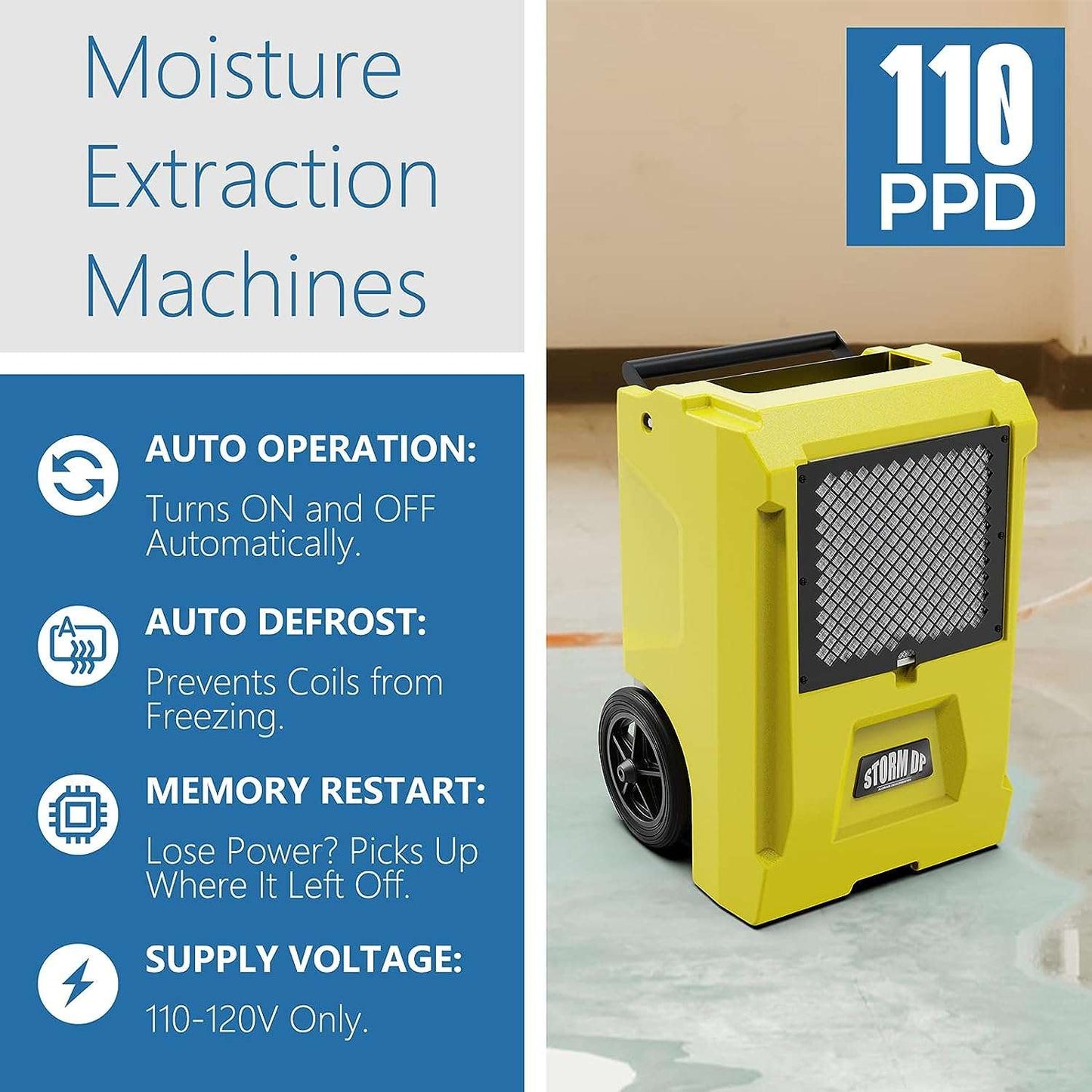 AlorAir Storm DP Single-Voltage | APP Control 110 PPD Commercial Dehumidifier