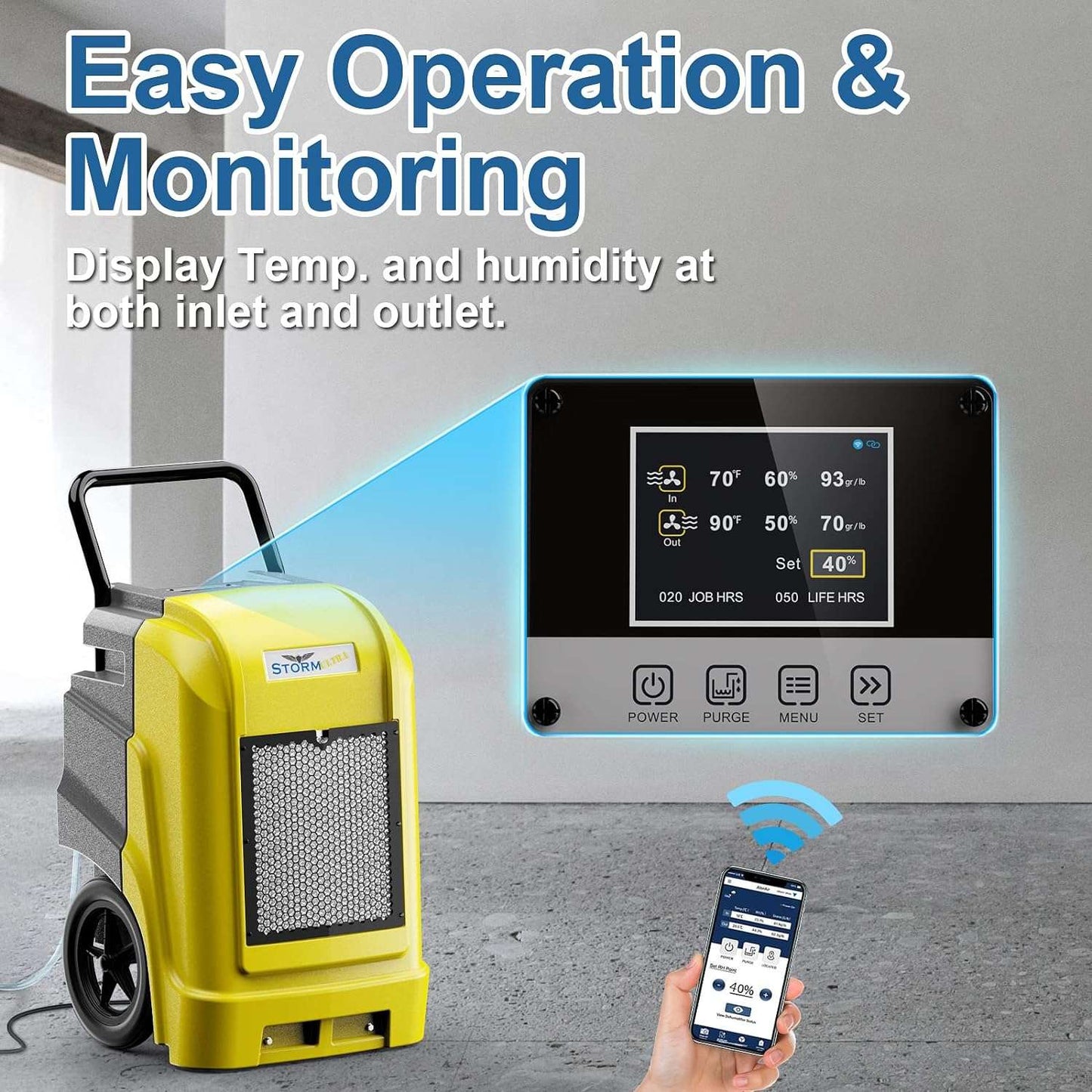 AlorAir Storm Ultra 190 PPD Commercial Portable LGR Dehumidifier with APP Control