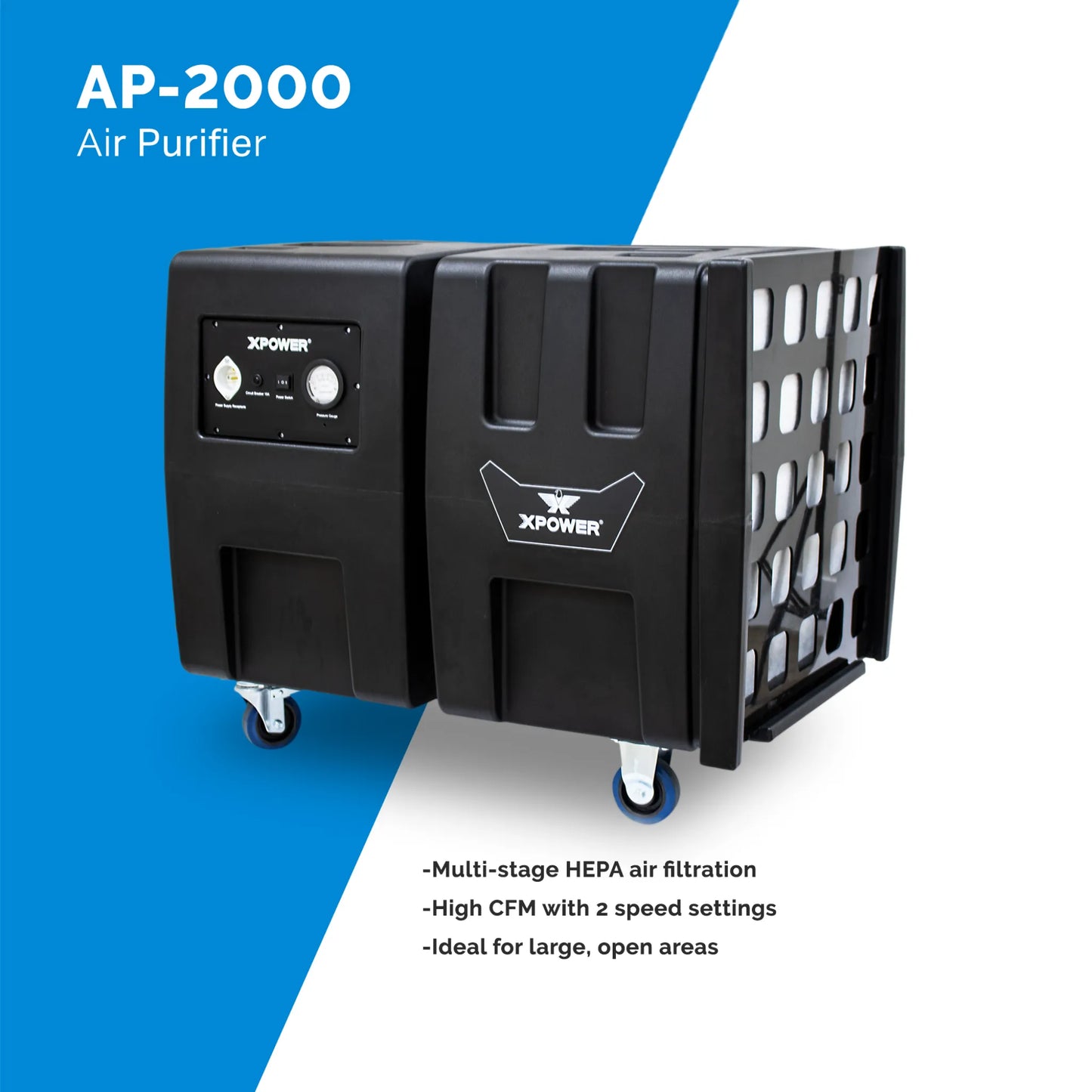 XPOWER Everest Programmable Sanitizing System (PSS) – 2000 CFM HEPA Air Purifier with Digital Timer & IAQ