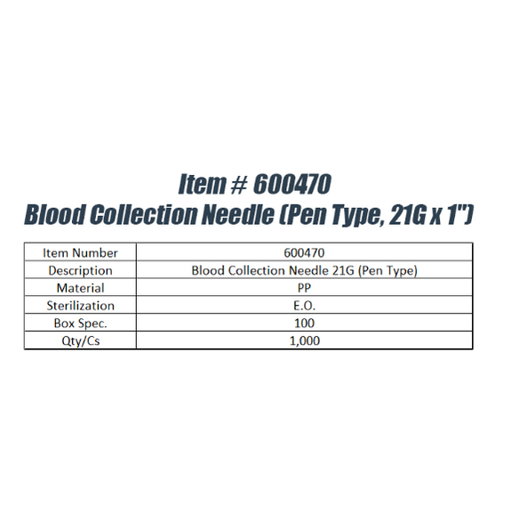 Blood Collection Needle Pen Type ( 21GX1")