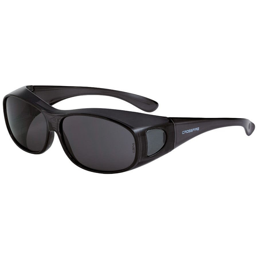 Crossfire OG3 OTG Safety Glasses Black with Large Smoke Lenses