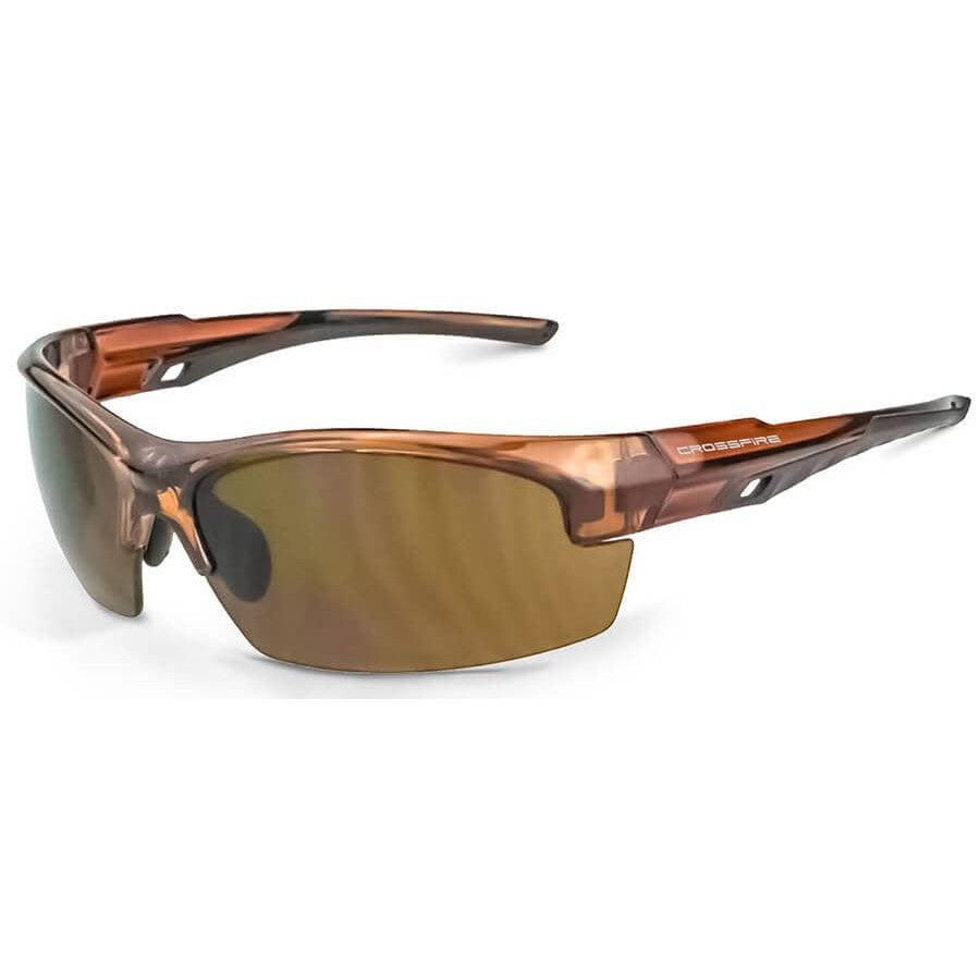 Crossfire Crucible Safety Glasses Crystal Brown with HD Brown Lenses