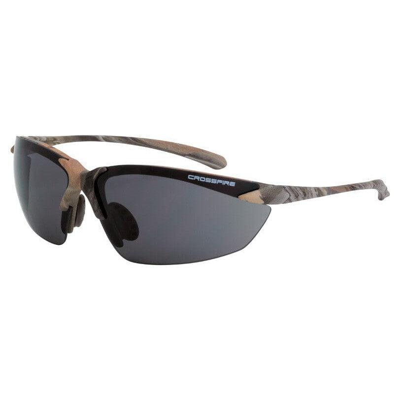 Crossfire Sniper Safety Glasses Woodland Brown Camo with Smoke Lenses