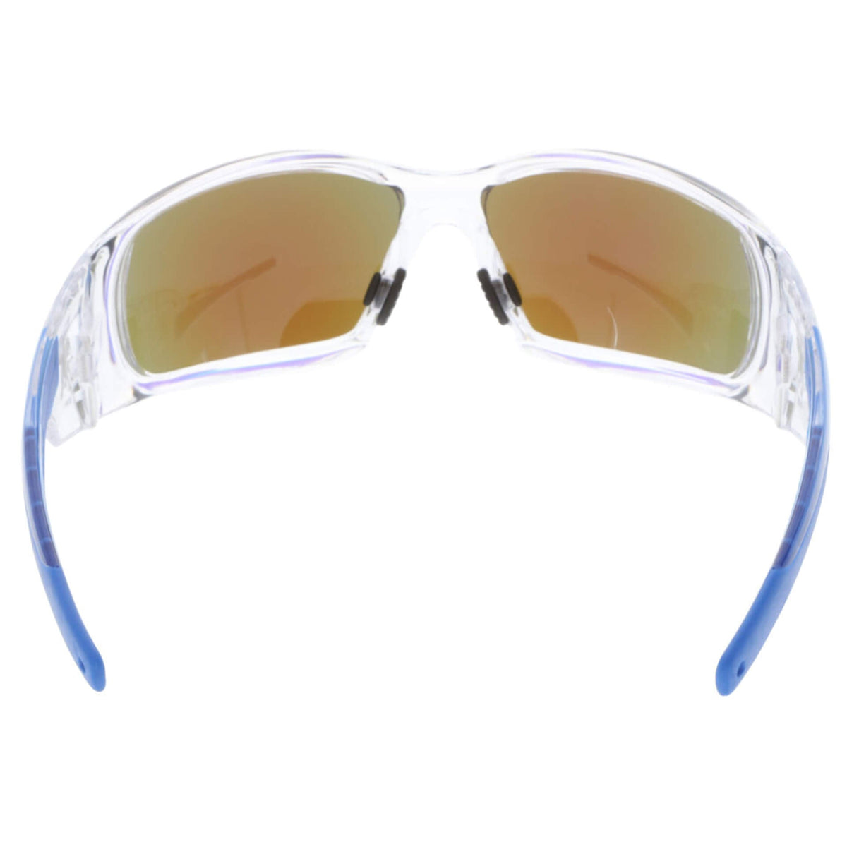MCR Safety Swagger SR1 Safety Glasses Clear Frame with Blue Diamond Mirror Lenses