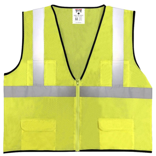 Safety Main 05EAMYZ Economy Vest, Class 2, All Mesh, Hi-Vis Yellow, Pack of 10