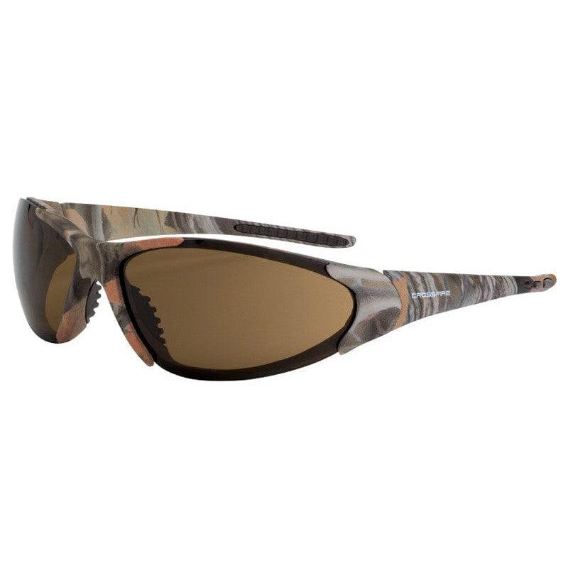 Crossfire Core Safety Glasses Woodland Brown Camo with HD Brown Lenses
