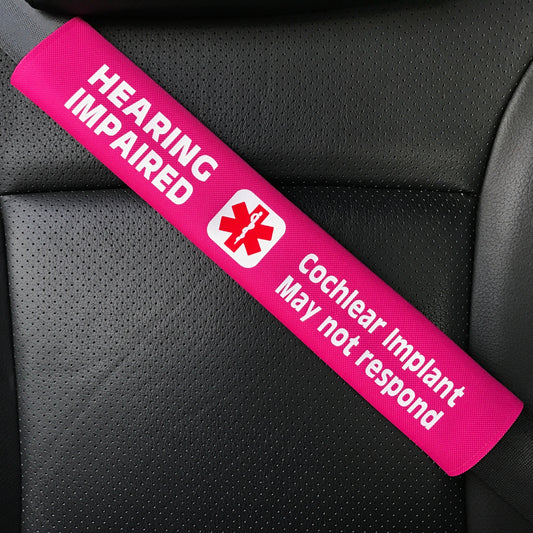 Hearing Impaired Cochlear Implant Medical Alert Seat Belt Cover