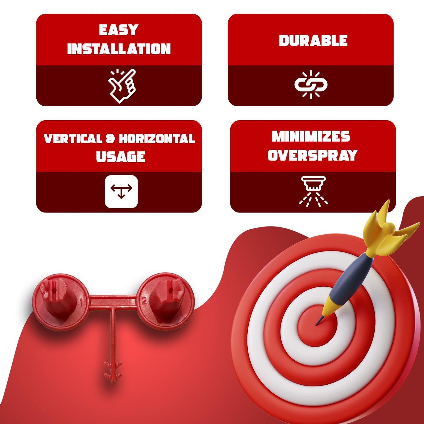 Red Nozzle Set (1-2)(Vertical - Horizontal) for Spray Foam Gun
