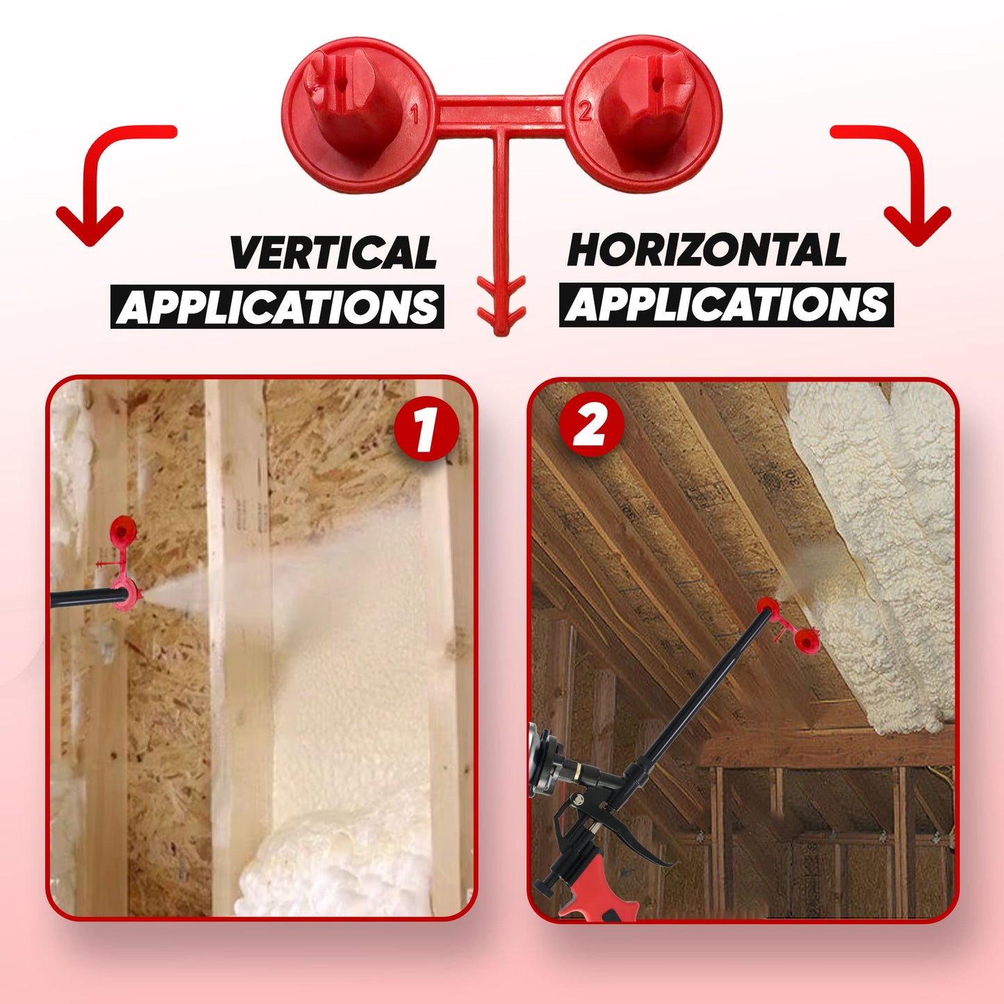 Red Nozzle Set (1-2)(Vertical - Horizontal) for Spray Foam Gun