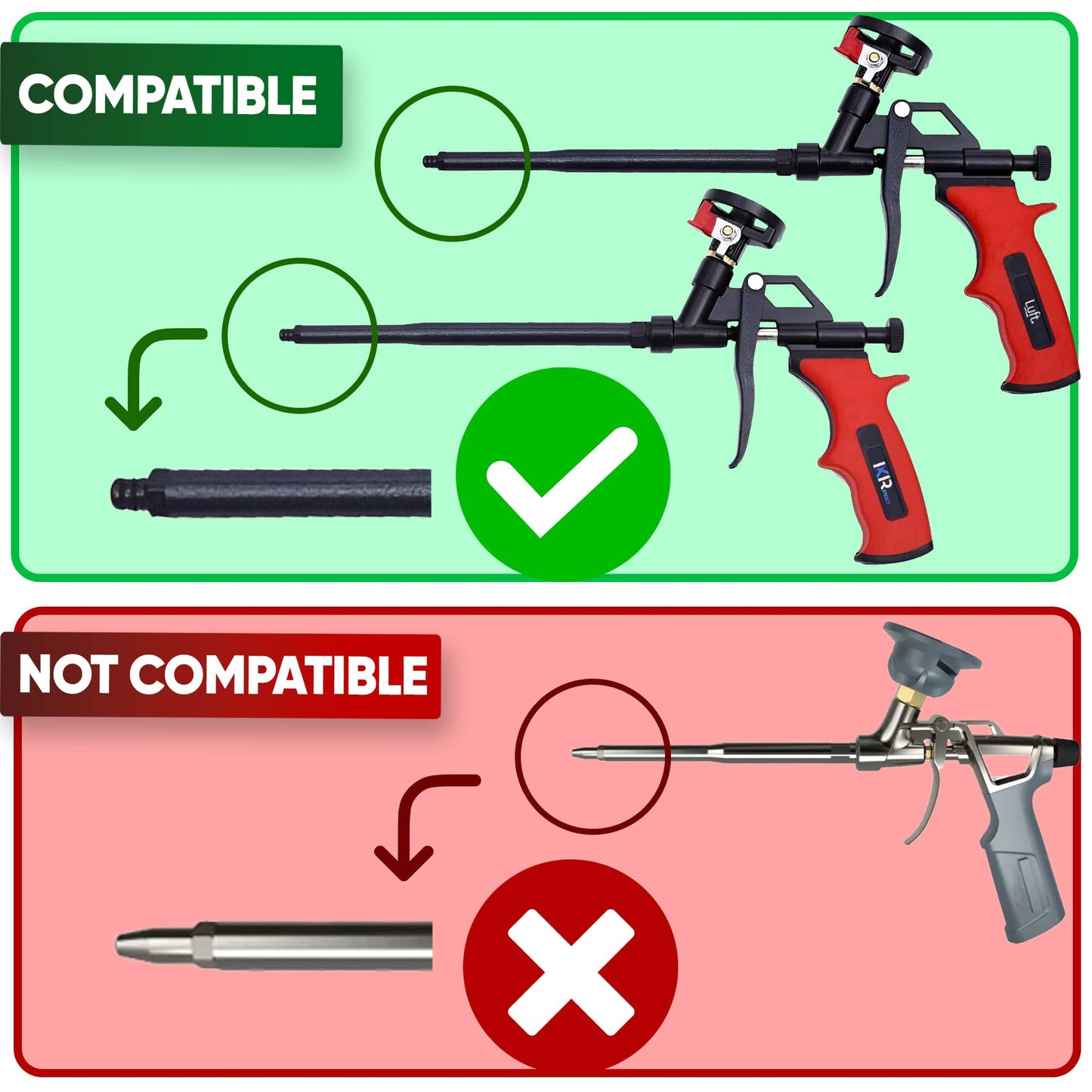 Red Nozzle Set (1-2)(Vertical - Horizontal) for Spray Foam Gun