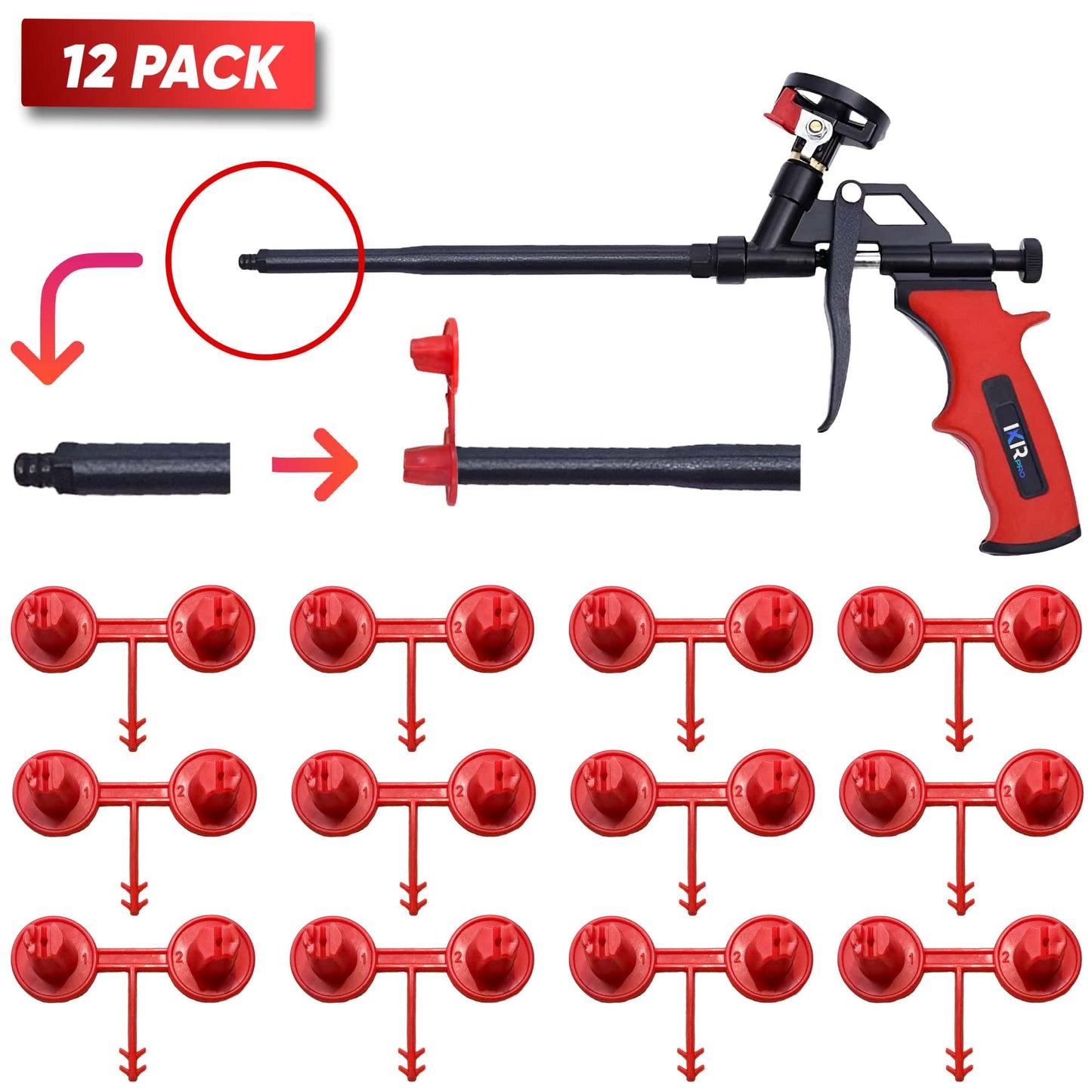 Red Nozzle Set (1-2)(Vertical - Horizontal) for Spray Foam Gun
