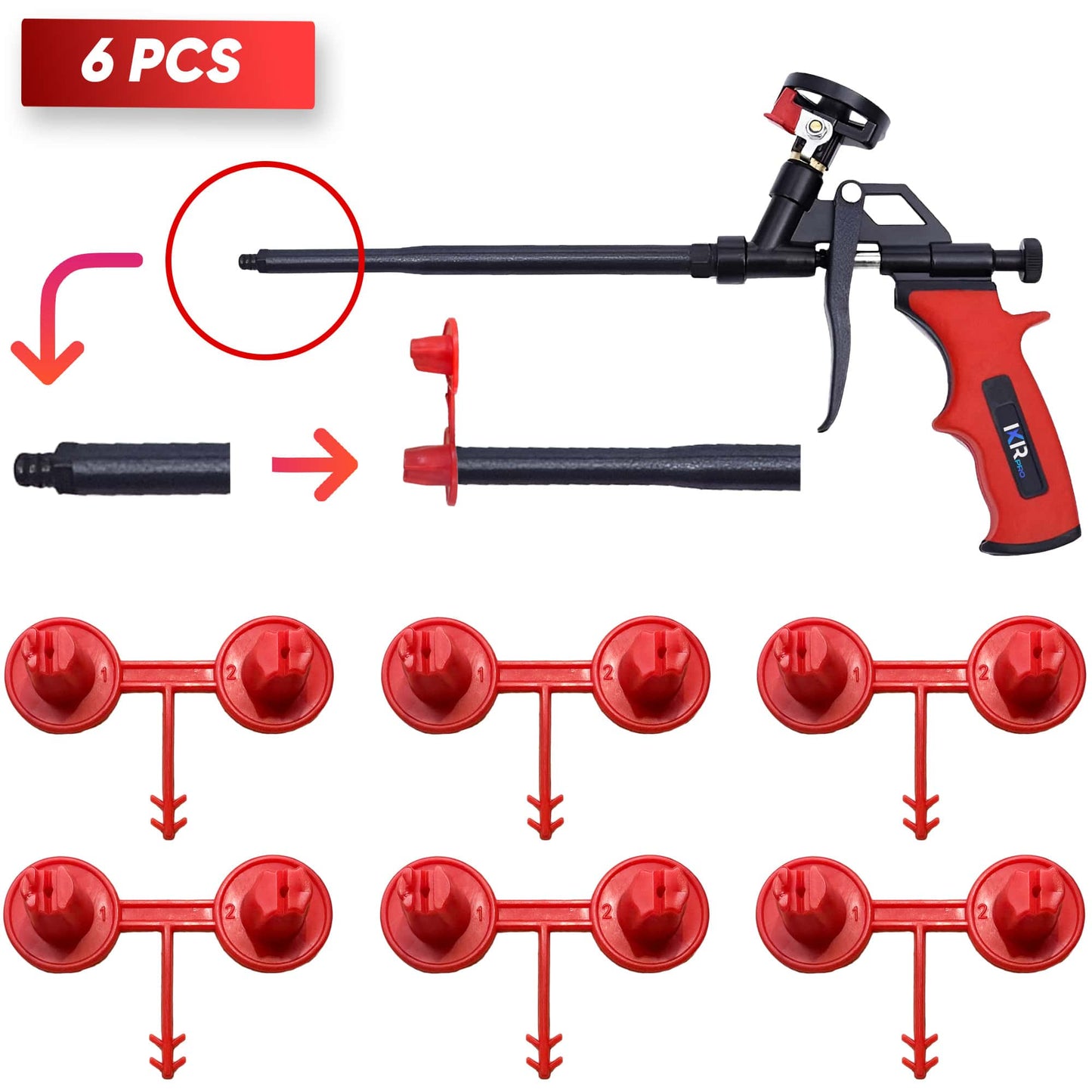 Red Nozzle Set (1-2)(Vertical - Horizontal) for Spray Foam Gun
