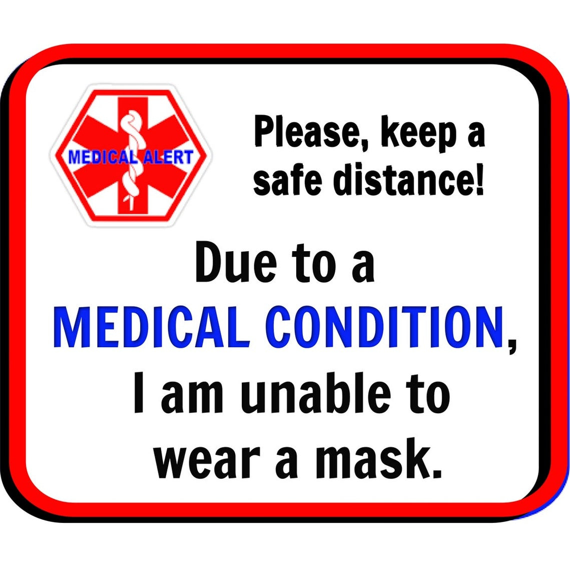 Unable to Wear a Mask Reusable Fabric Patches