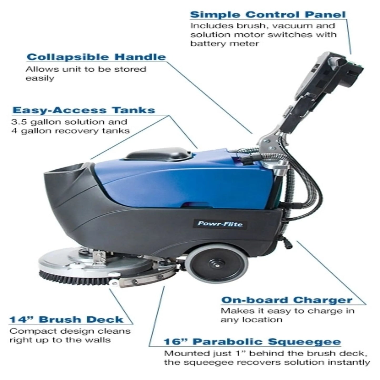 Powr-Flite Predator 14" Battery Automatic Floor Scrubber