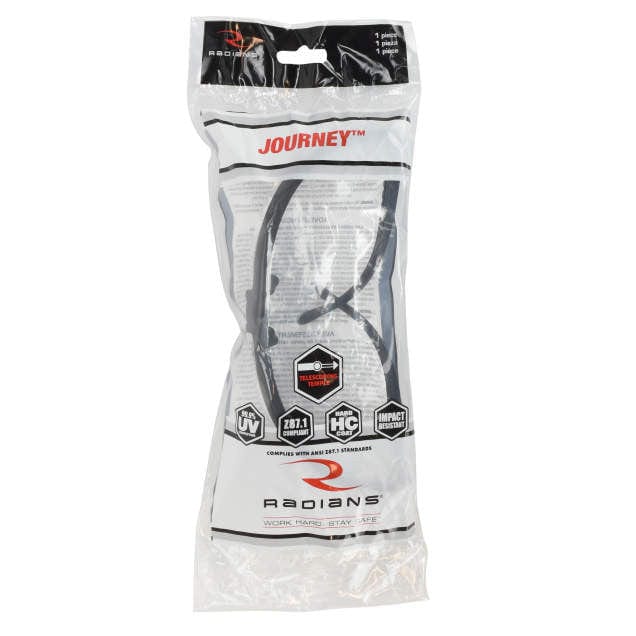 Radians Journey Safety Glasses with Black Frame and Clear Lens
