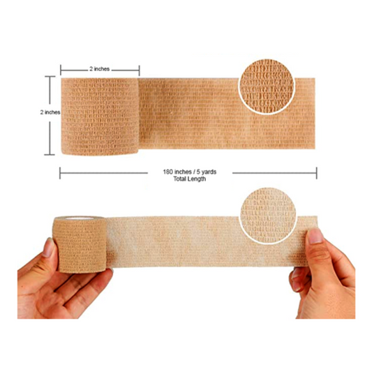 Self-Adhesive Brown Elastic Bandage (2 in x 5 yds) - Medium (288pcs)