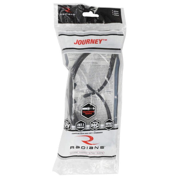 Radians Journey Safety Glasses with Black Frame and Smoke Lens