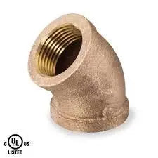 Fire Protection 1/2in Brass 45 Degree Ell Low Flow Fitting for Residential & Commercial Fire Suppression Systems UL Listed