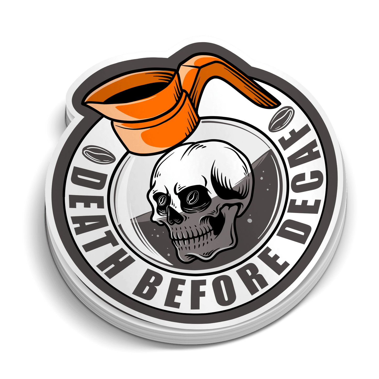 Death Before Decaf Hard Hat Sticker