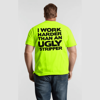Work Harder - Safety Yellow Pocket T-Shirt