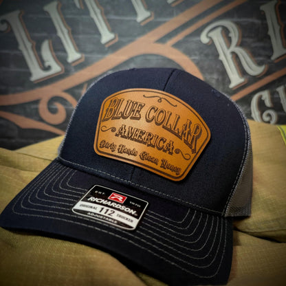 Dirty Hands Clean Money Hat | Blue Collar Leather Patch Design