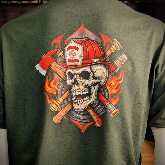 The Last Truckie – Firefighter Skull & Tools Tee