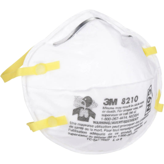 3M 8210 N95 Particulate Respirator Mask, White, Universal Size