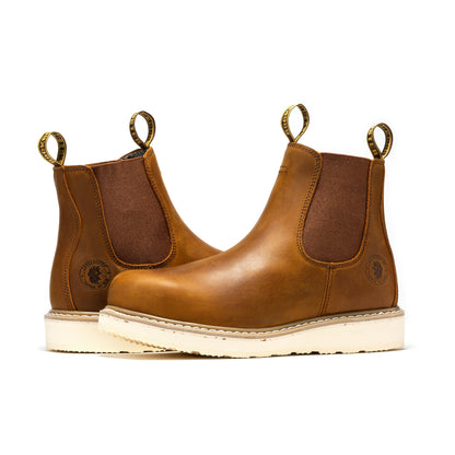 ROCKROOSTER Capitola Men's 6 inch Brown Wedge Work Boots SAP102