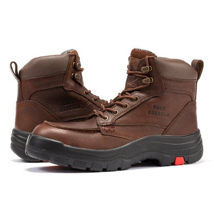 ROCKROOSTER  Zumbro 6 inch Wide Steel Toe, Waterproof Work Boots, Rubber Outsole, EH Protection, ASTM 2413, Work Boots AK372