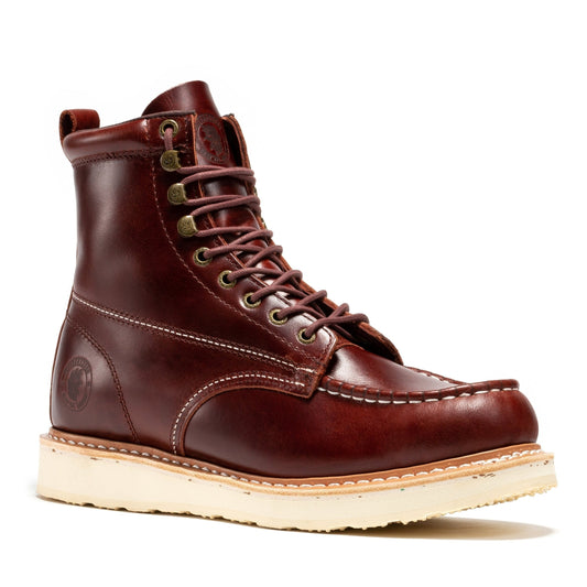 ROCKROOSTER Norwood Cherry Brown Men's 6 inch Soft Toe Wedge Work Boots SAP600