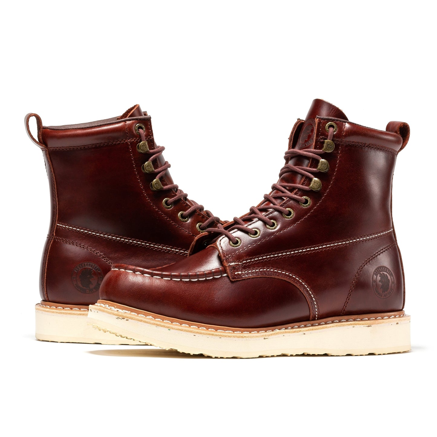 ROCKROOSTER Norwood Cherry Brown Men's 6 inch Soft Toe Wedge Work Boots SAP600