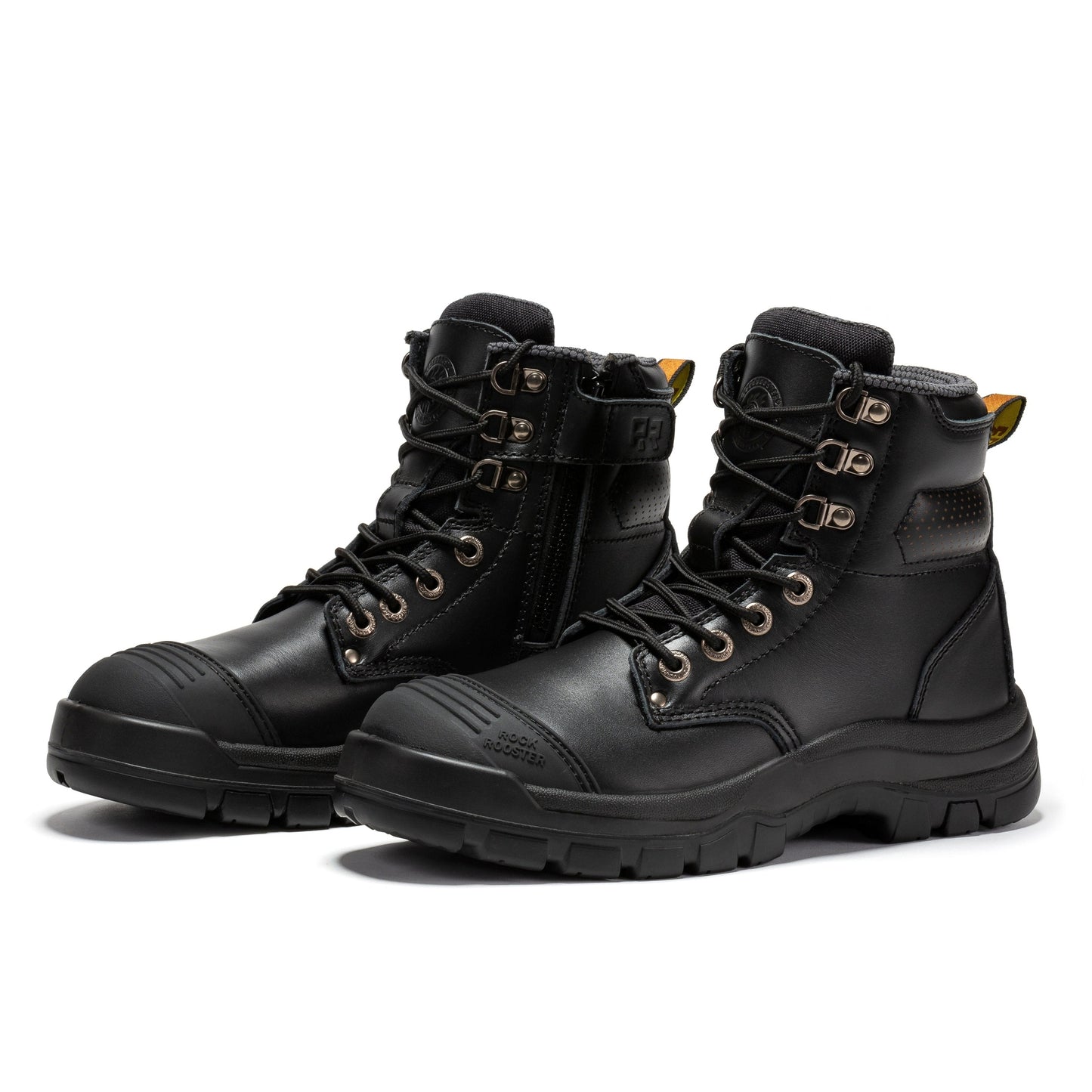 ROCKROOSTER Madison Tan 6 inch Zip-sided Steel Toe Leather Work Boots AK052