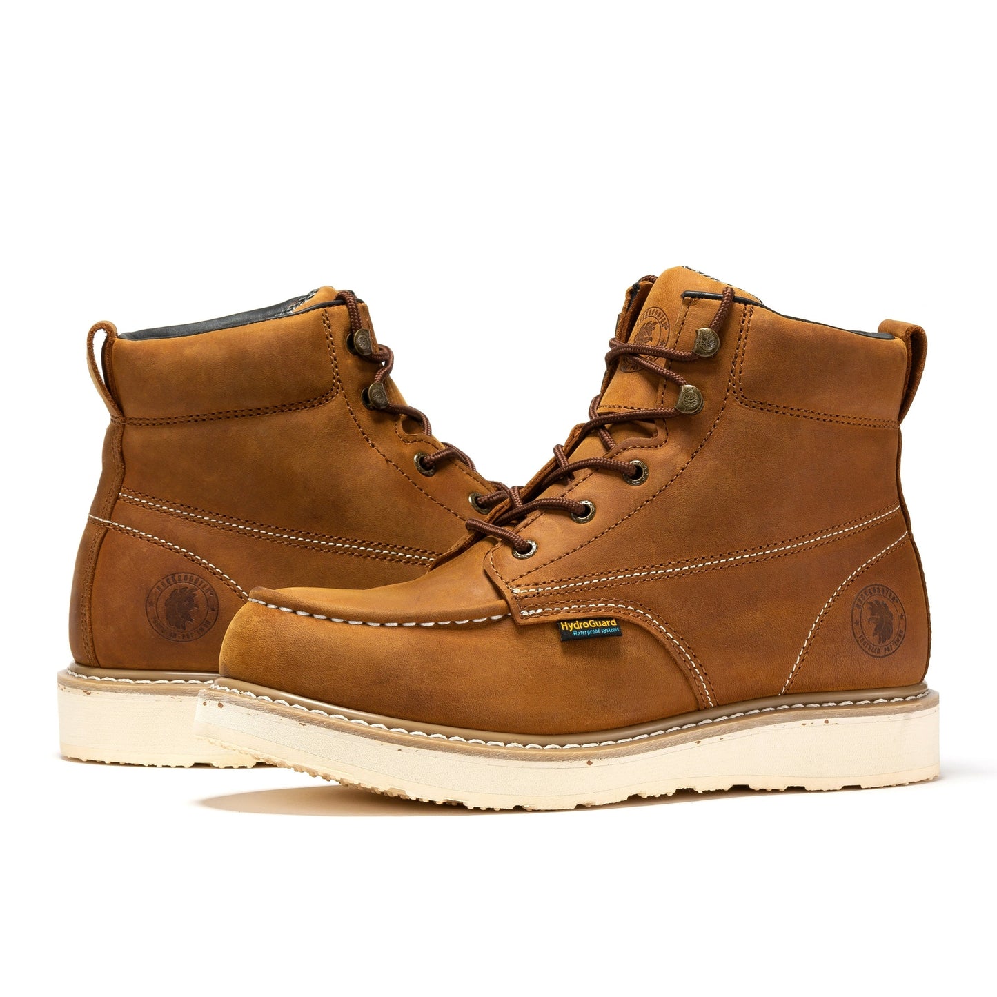 ROCKROOSTER Edgewood Men's 6 inch Brown steel toe waterproof wedge work boots SAP858