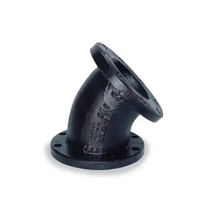4" Black Cast Iron Flange 45 Degree Elbow Fitting