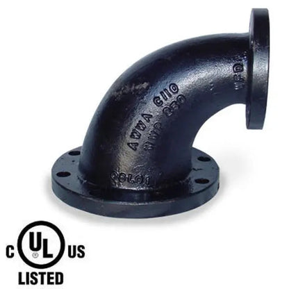 6" X 4" Black Cast Iron Flanged Reducing Elbow Fitting