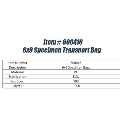 6x9 Specimen Transport Bags