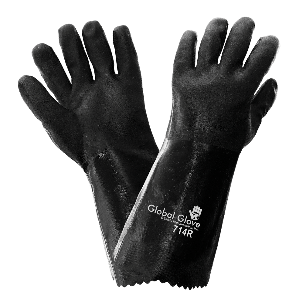 Double Dipped Black Chem Gloves 14" - 1 pair