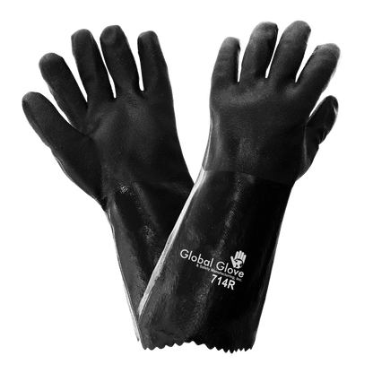 Double Dipped Black Chem Gloves 14" - 1 pair