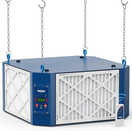 AlorAir 1350 CFM Air Filtration System Woodworking, 360 Degree Intake with Strong Vortex Fan