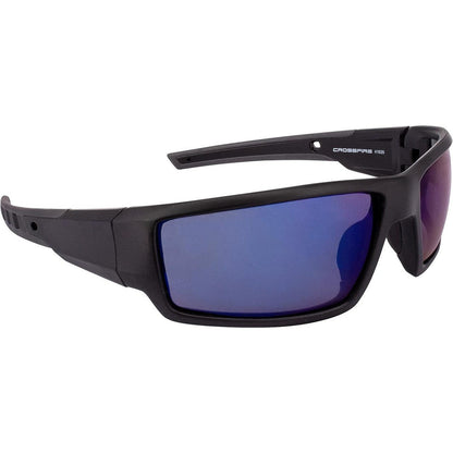 Crossfire Cumulus Safety Glasses Black with Blue Mirror Lenses