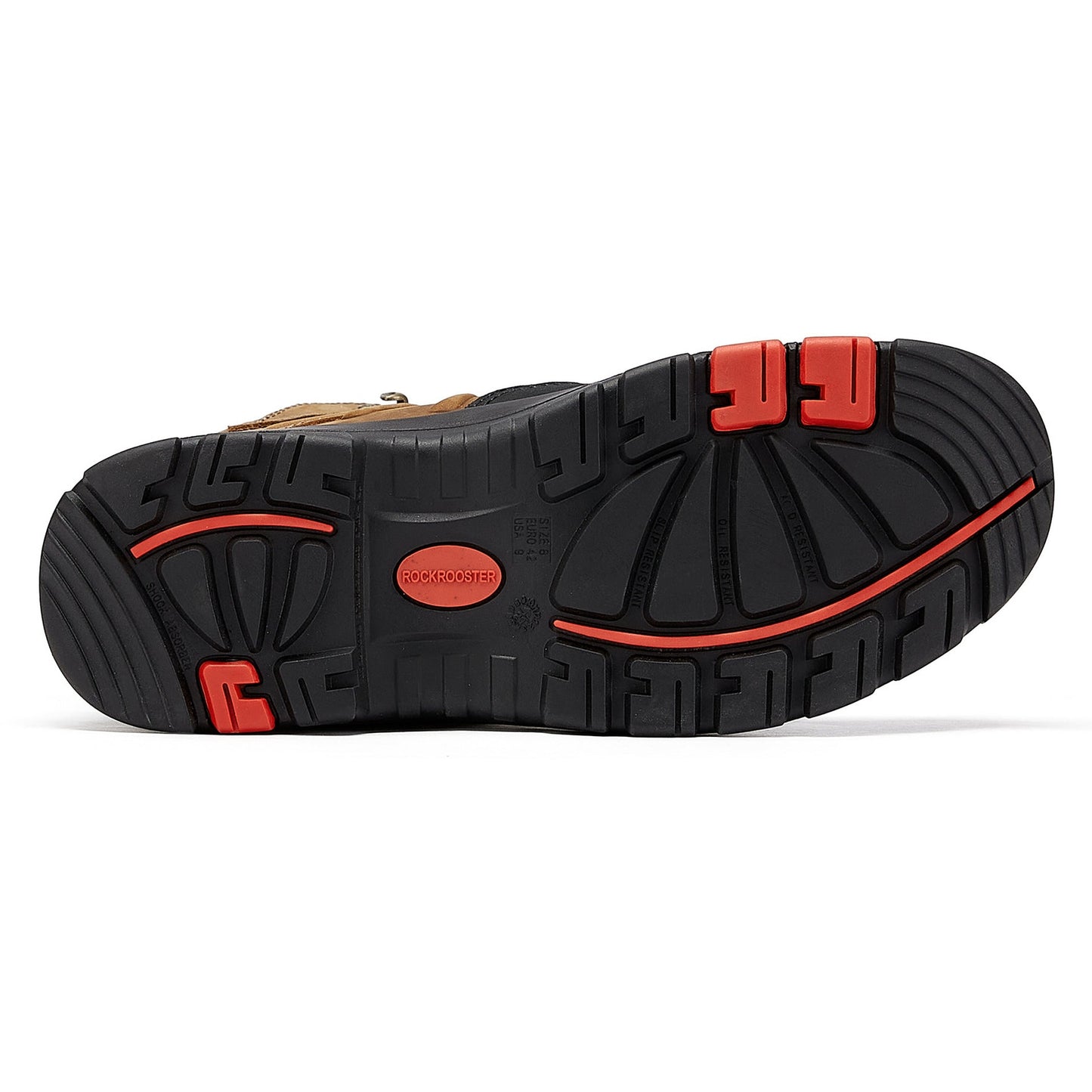 ROCKROOSTER Woodland Men's 8 inch Brown Work Boots, Composite Toe, Slip Resistant, Electrical Hazard Protection, Rubber outsole AK869