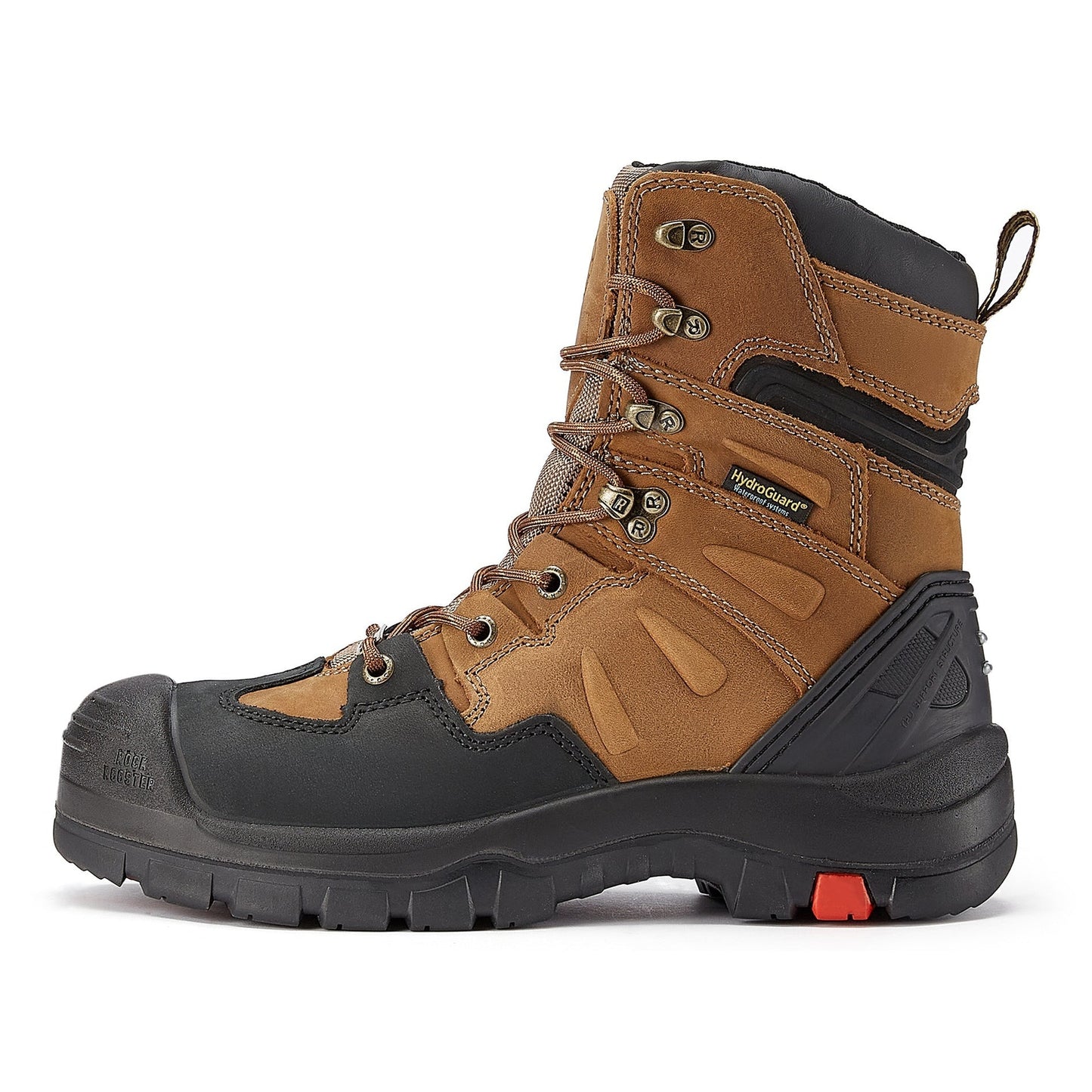ROCKROOSTER Woodland Men's 8 inch Brown Work Boots, Composite Toe, Slip Resistant, Electrical Hazard Protection, Rubber outsole AK869