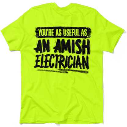 Amish Electrician - Safety Yellow Hi-Vis Pocket T-Shirt