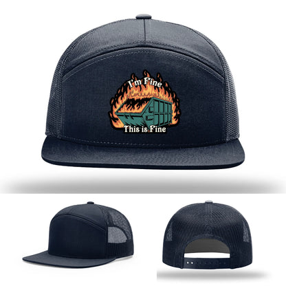 This Is Fine Leather Patch Hat – Dumpster Fire Design