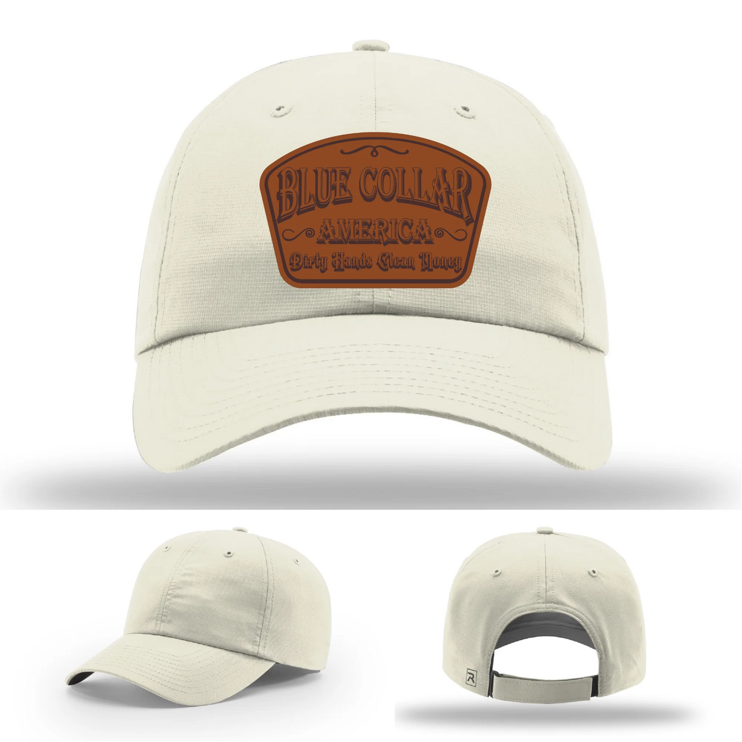 Dirty Hands Clean Money Hat | Blue Collar Leather Patch Design