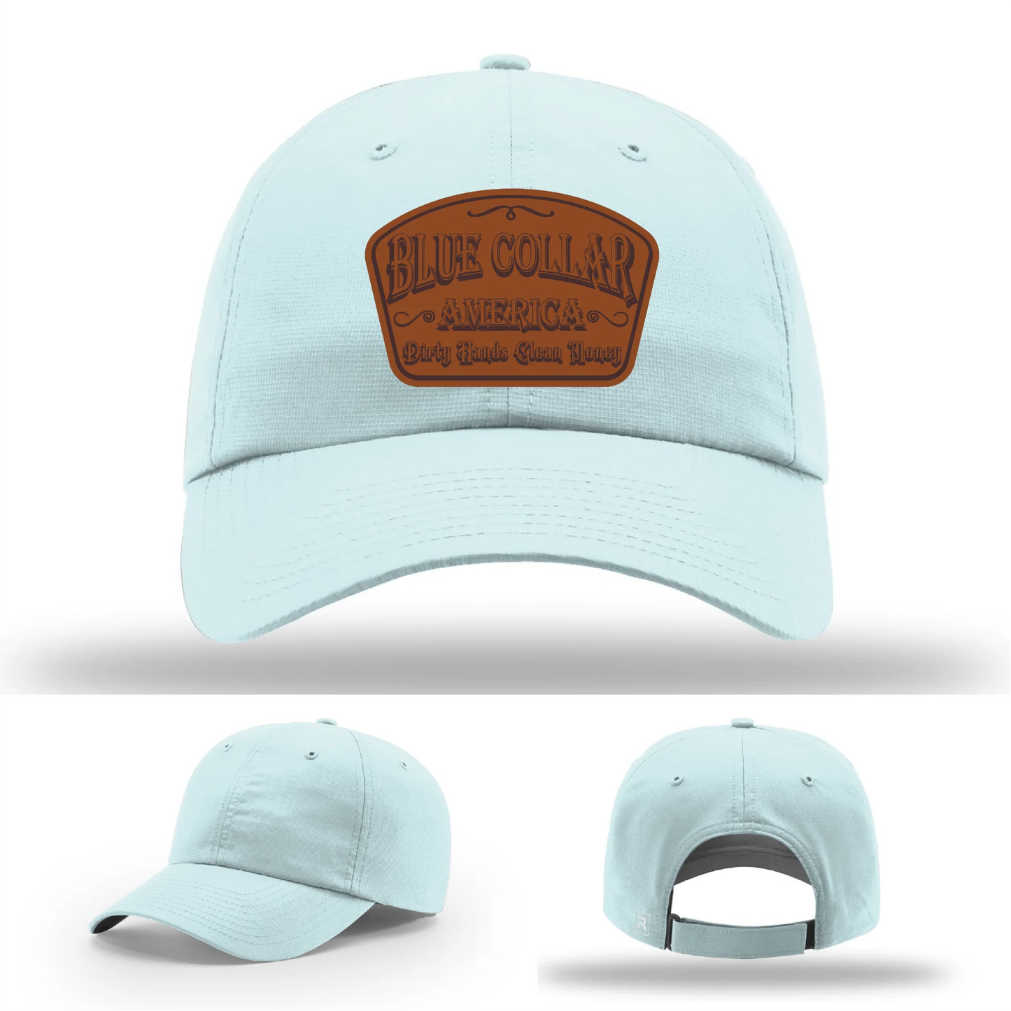 Dirty Hands Clean Money Hat | Blue Collar Leather Patch Design